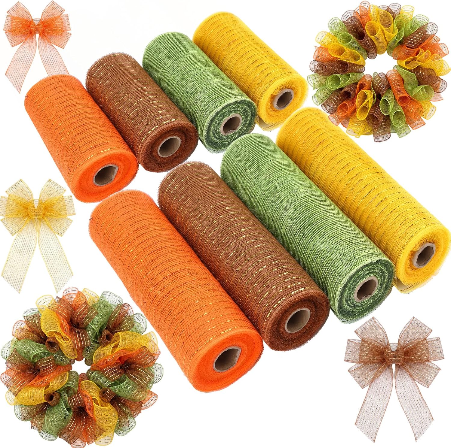 8 Rolls Halloween Mesh Ribbon for Wreaths DIY Crafts Decorations