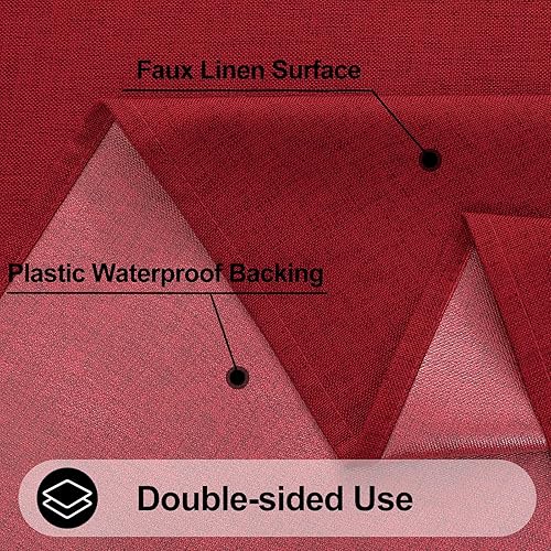 Miniatura 4 de smiry Mantel rectangular de lino, mantel de arpillera impermeable, lavable, decorativo de casa de campo para cocina, comedor, fiestas, 60 x 102