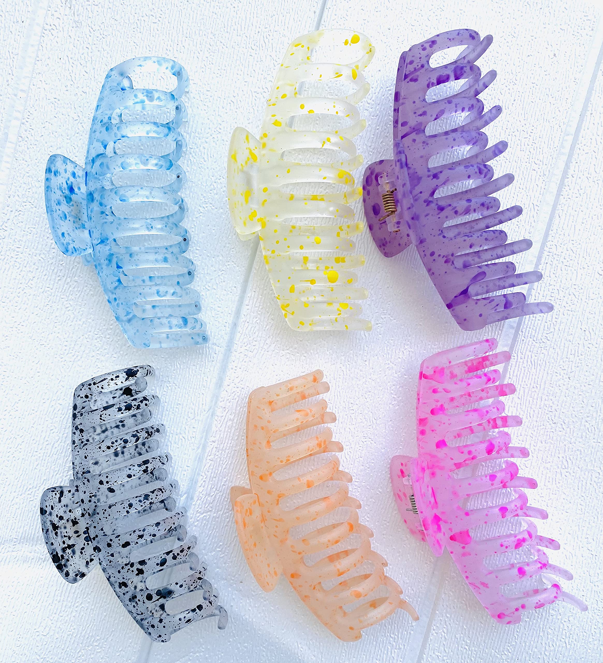 Bliss- Assorted Splash Color Jumbo Hair Clips ( 6pcs)