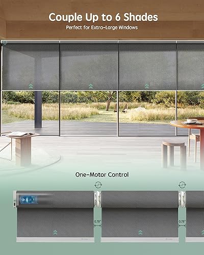 Vista 43 de Yoolax Persiana solar motorizada con control Romote para filtrar la luz, persianas enrollables con visión transparente (gris)