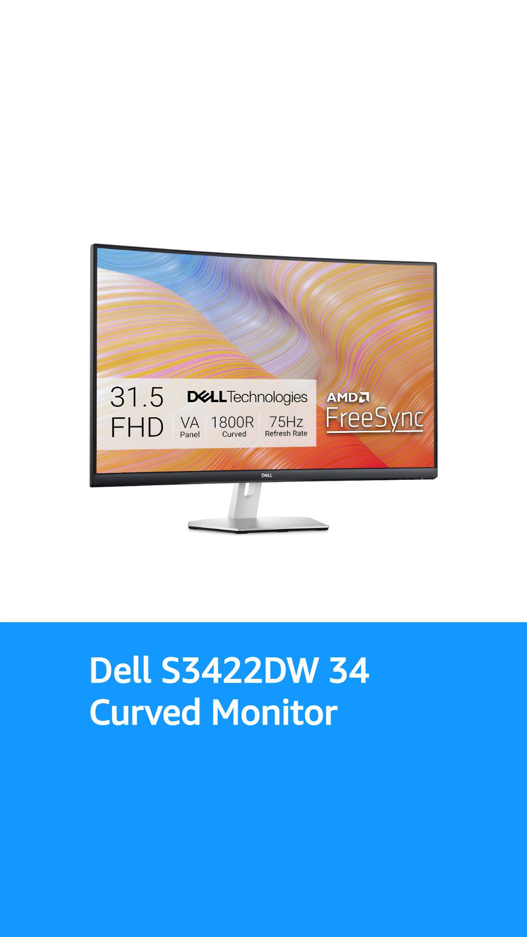 Dell 34-inch Curved Ultrawide WQHD Monitor with Built-in Speakers