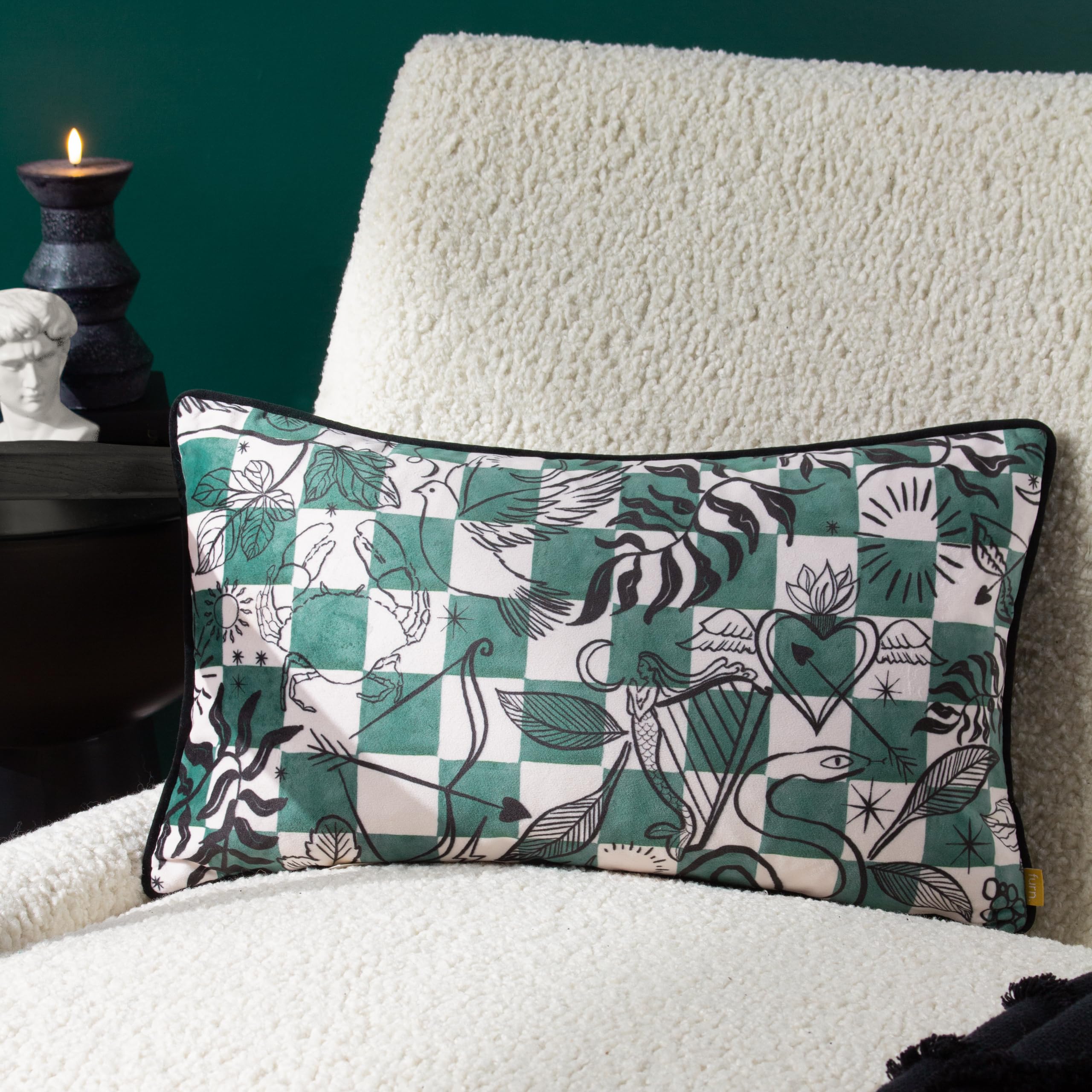 Furn. Mythos Velvet Piped Feather Rich Cushion from B&Q