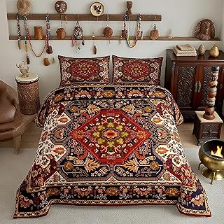 9 Cute Bloxburg Bedroom Ideas with Cozy Style 54 Boho Floral Comforter Set Queen Size,Vintage Geometric Flowers Pattern B...
