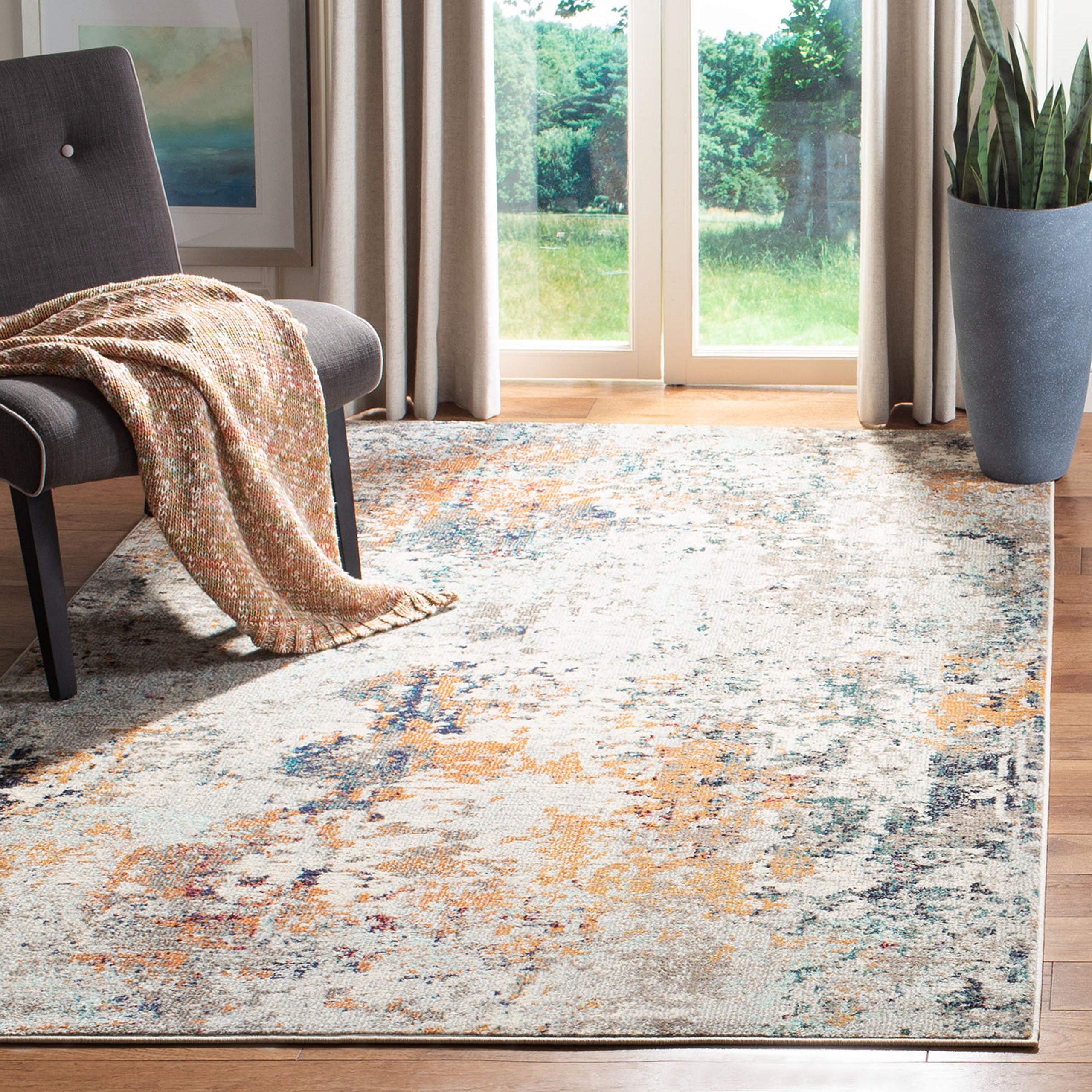 Tapis de salon moderne court gris beige 91x152 cm Madison pour chambre
