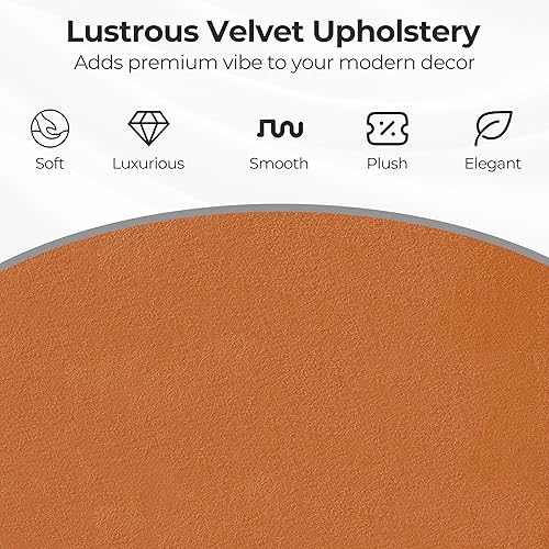 Miniatura 5 de Zouron Silla giratoria moderna de mediados de siglo con patas de metal dorado, silla giratoria tapizada sin ruedas, silla con brazo de acento