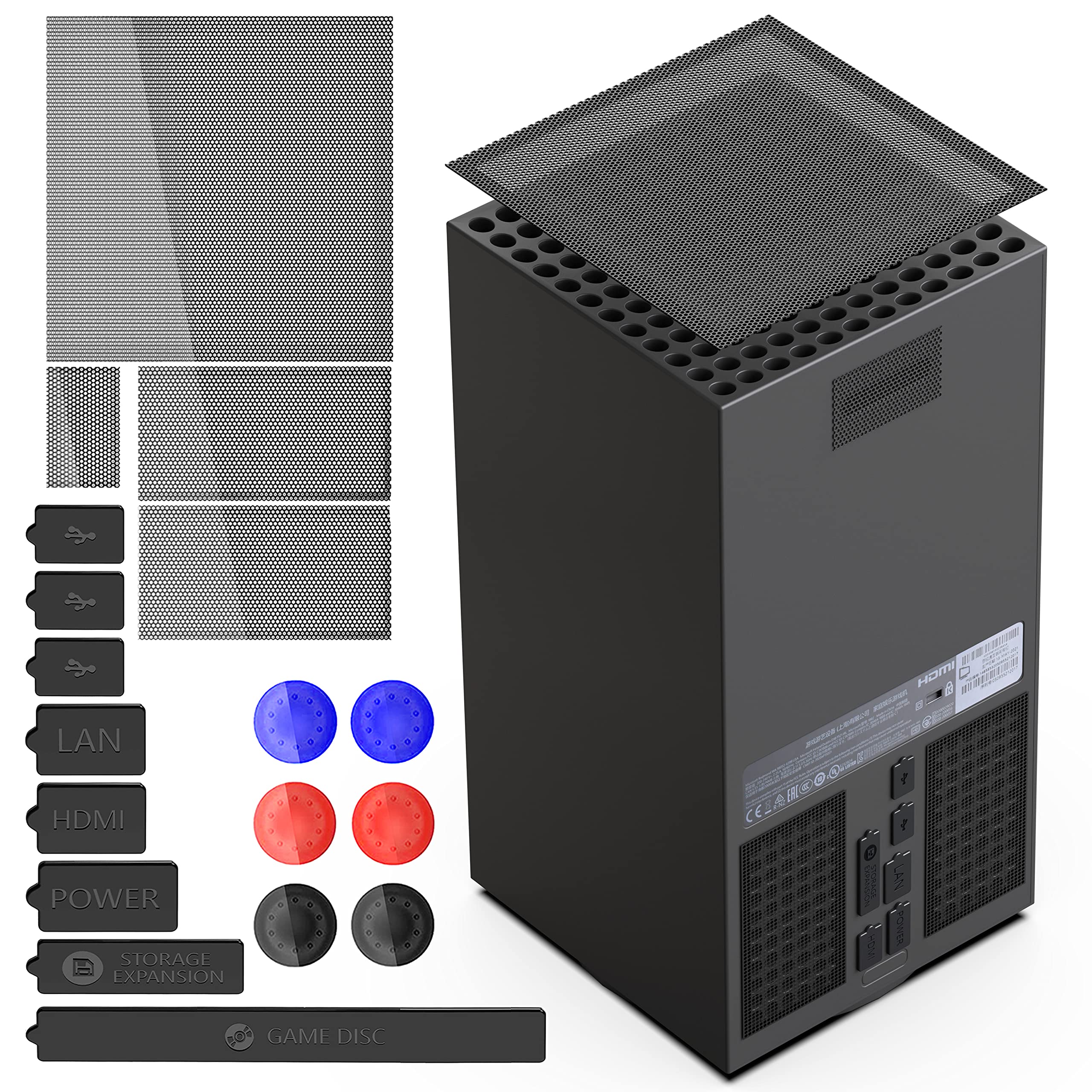 Dust Filter Cover with Dust Plugs for Xbox Series X Console Top Dustpoof Mesh Case Vent Filter PVC