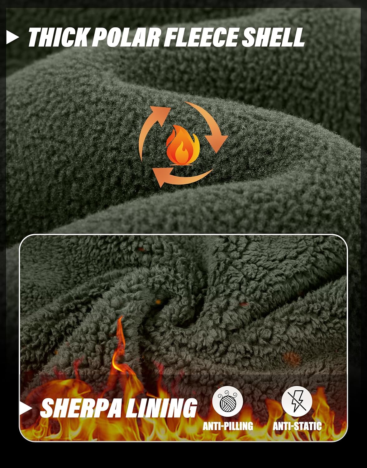 Pioneer Camp Men's Polar Fleece Sherpa Lined Jacket Warm Full Zip Up Thick Jacket Soft Outwear Winter Coat with Zipper Pocket - Image 3