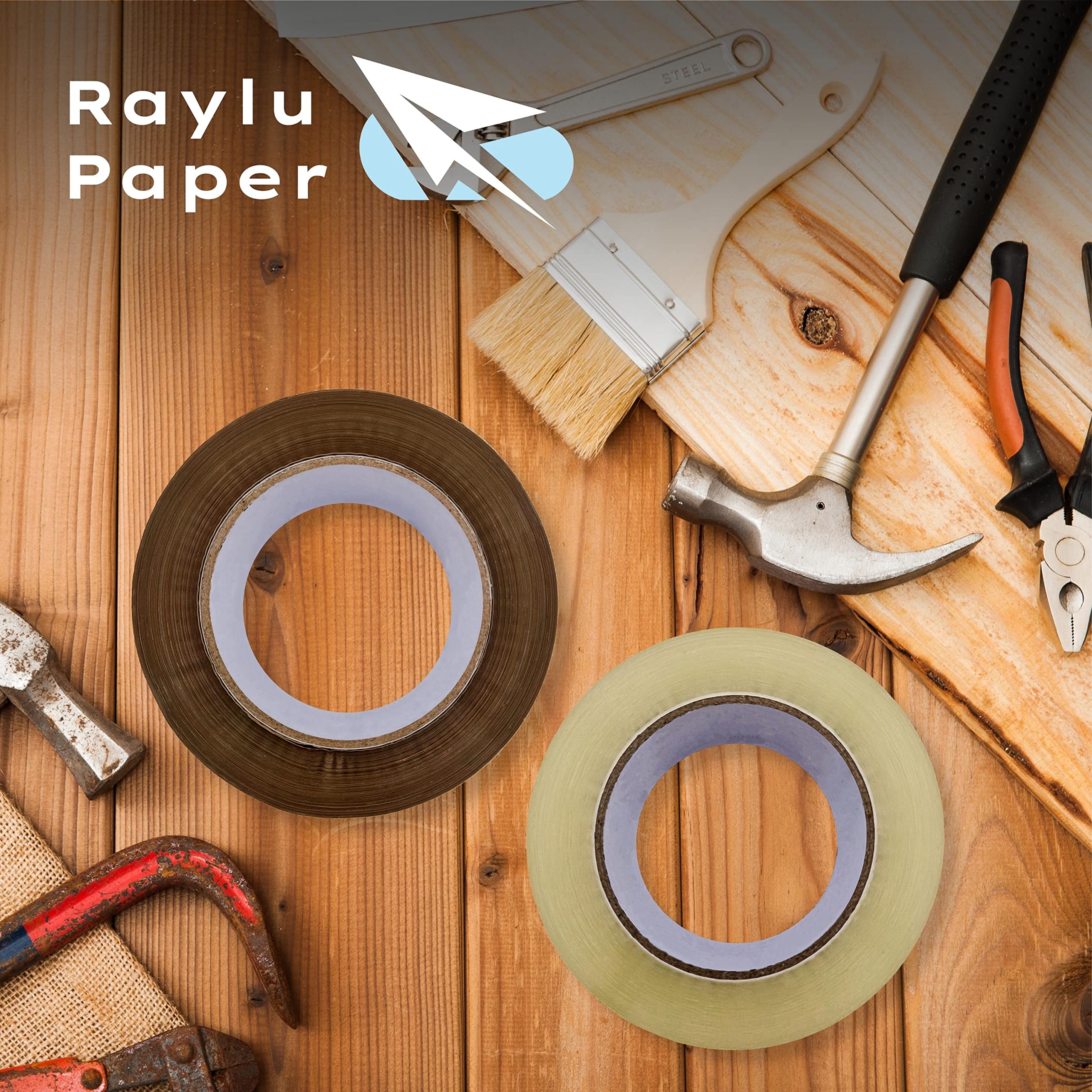 RAYLU PAPER – Cinta de Embalaje para Sellar Cajas de Cartón y Paquete, Cinta adhesiva resistente de 45 micras, Rollos de Precinto de 50 mm x 132m (36 unidades, Transparente)