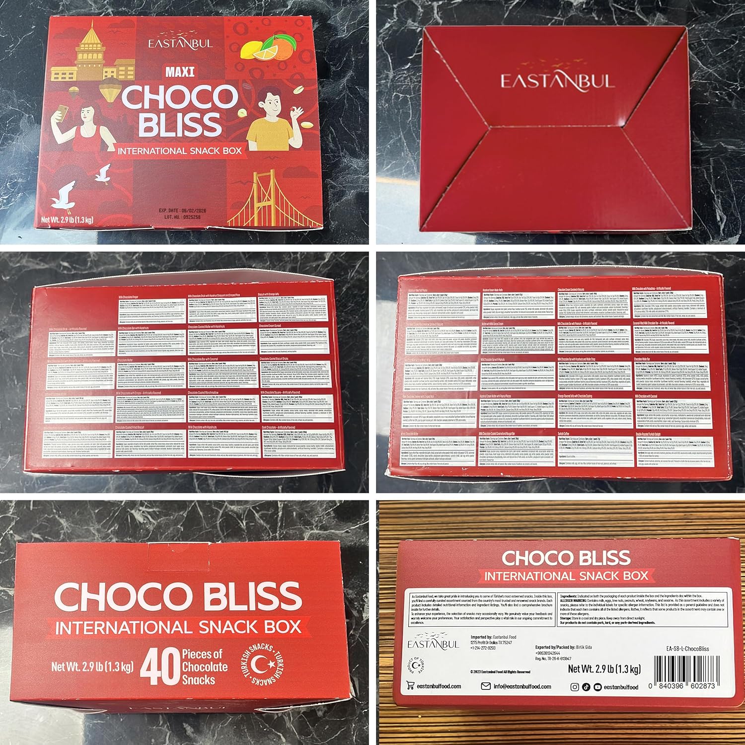 Eastanbul International Snack Box, 40 Chocolate Assortment Bars, Turkish Exotic Snacks, Foreign Exotic Candy, Assorted Chocolate for Adults and for Kids, Gift for Holidays & Birthdays