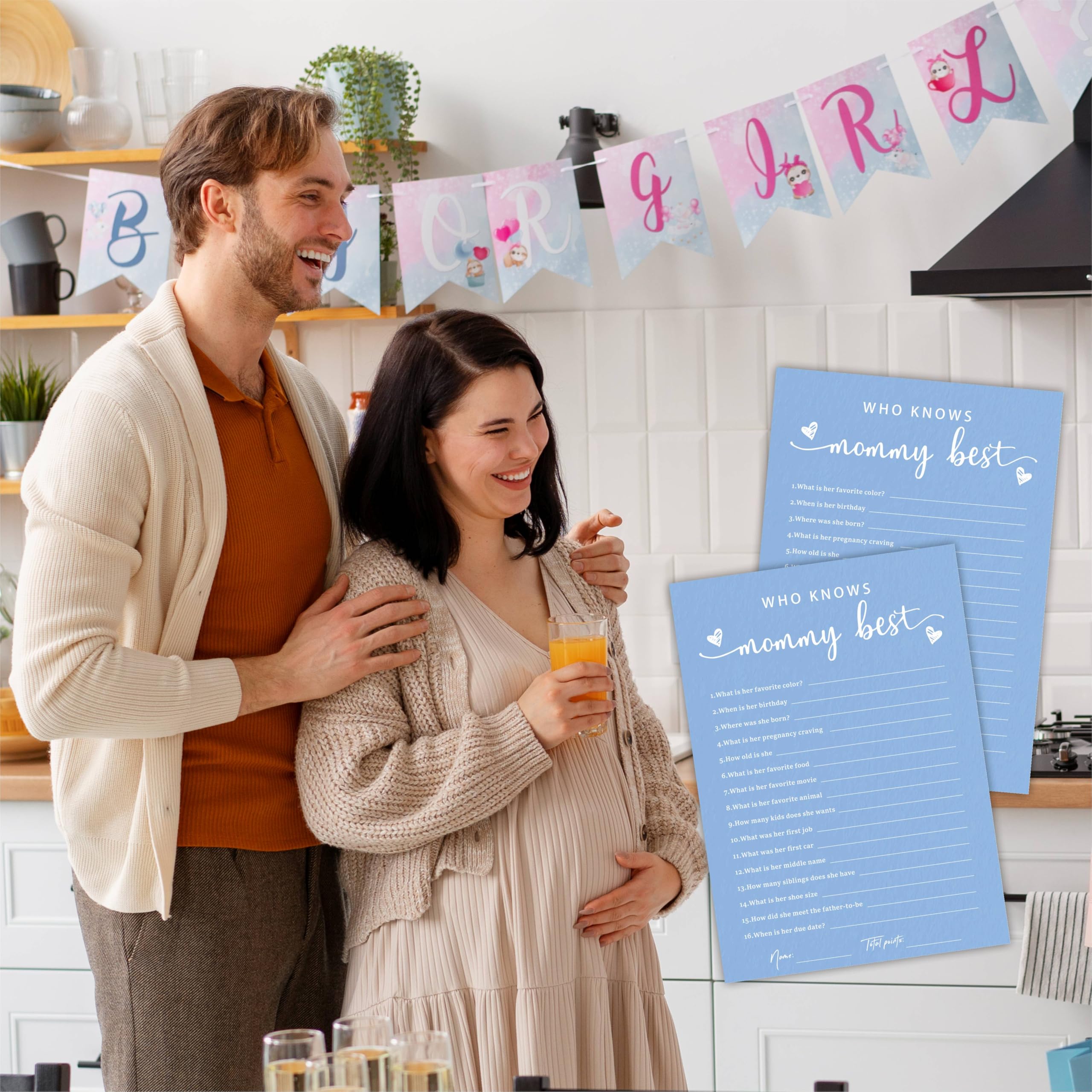 EXW Baby Shower Games: 'Who Knows Mommy Best', Double-sided Filling Blue  Minimalism Game Cards, Hilarious Party Games Decorations, Set of 30