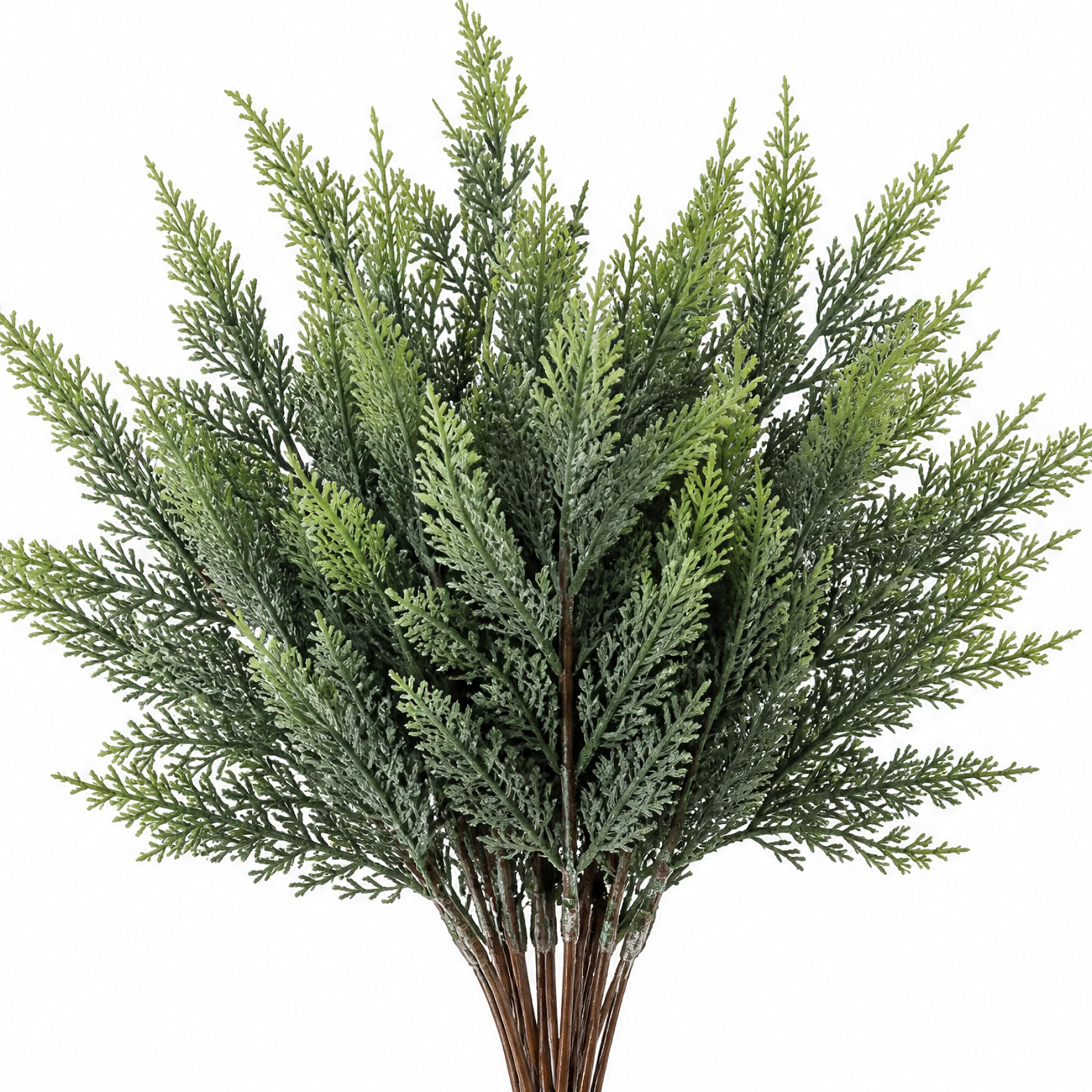 Xoeryoy Cedar Branches, 12 Pcs Realistic Cedar Branches Real Touch, Faux Greenery Stems for Home & Outdoor Decor, Green