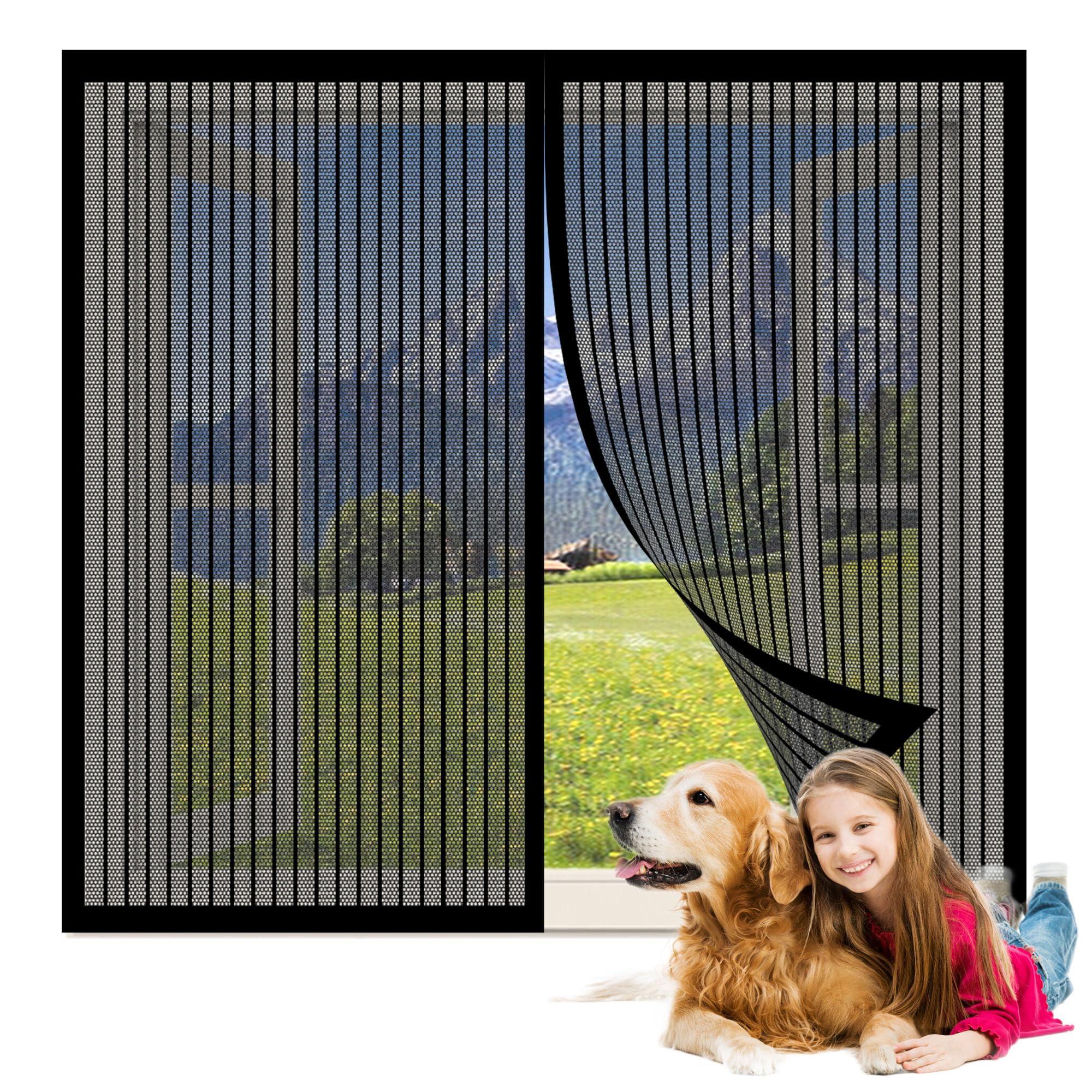 Magnetische Vliegengordijn Hordeur 150 x 125 cm Magnetische Vliegenramen Windows Envoudige Montage Insectenklamboe Horren Voor Windows, Bruin