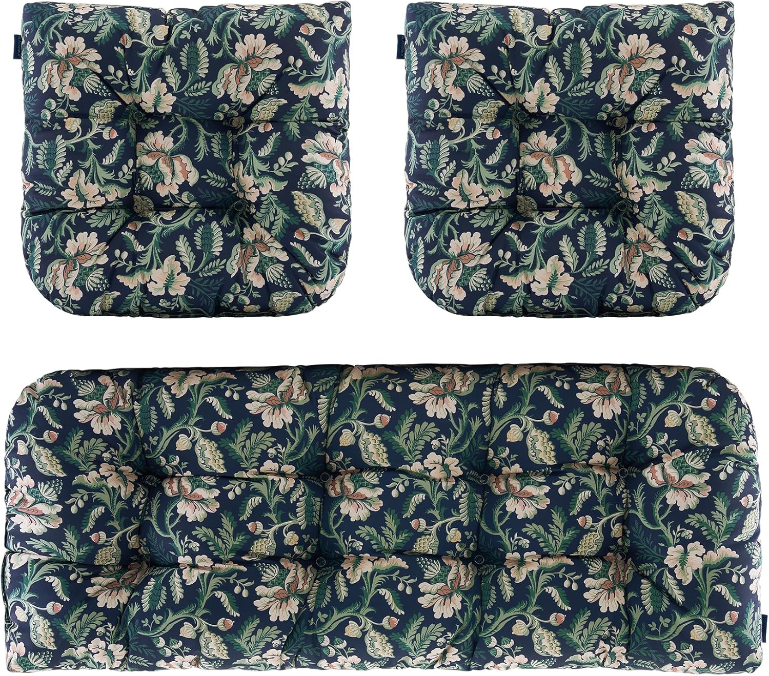 BLISSWALK Outdoor Chair Cushions,3 Piece Loveseat Outdoor Cushions Set,Tufted/Wicker Patio Cushion for Patio Furniture All Weather,44“x19 x5,Floral