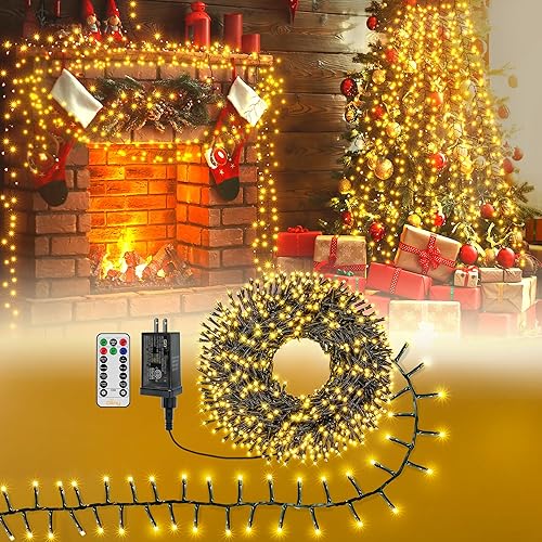 Ollny Cluster Lights Christmas 400LED 20FT, Warm White Christmas Tree