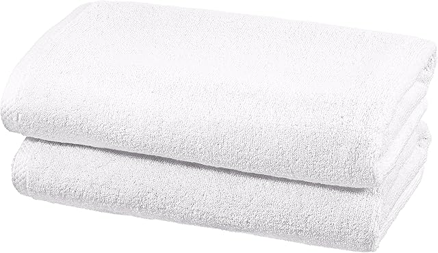 Amazon Basics Quick Dry Towel Set, 2 Bath - White