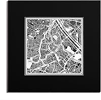 Vista 57 de O3 Design Studio Mapa de corte de papel Madrid negro mate de 20 x 20 pulgadas