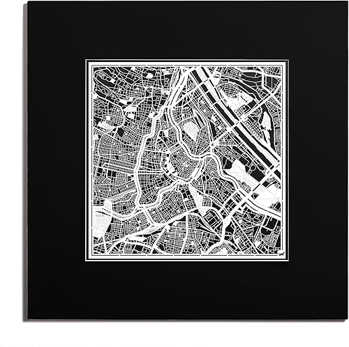 Miniatura 57 de O3 Design Studio Mapa de corte de papel Madrid negro mate de 20 x 20 pulgadas