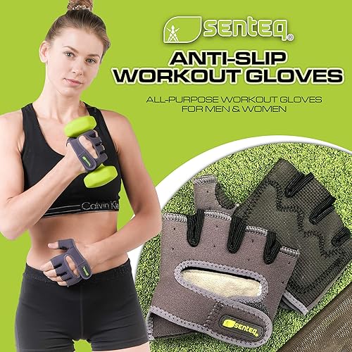 Miniatura 3 de SENTEQ Lifting Workout Gloves - Fingerless Gym Workout Hand Protection, Grip Gloves for Weightlifting, Crossfit and Sports, Workout Gloves for Men &