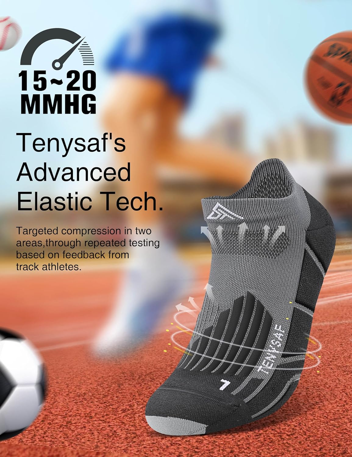 Compression Running Socks for Runners: Low Cut Ankle Socks Anti-Blister Athletic Socks for Hiking Golf Work - Image 3