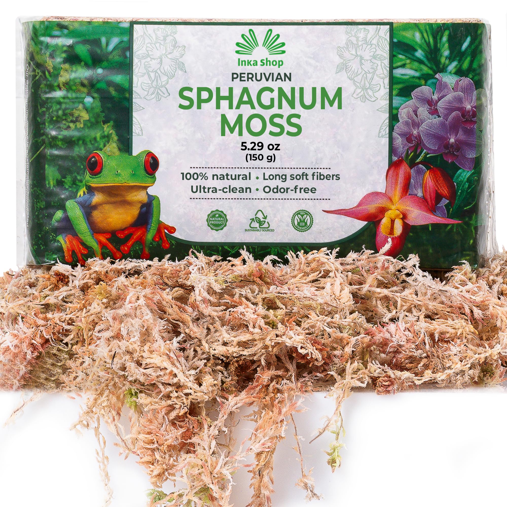 Inkashop Long Fiber Sphagnum Moss for Orchids and Carnivorous Plants 5.3oz