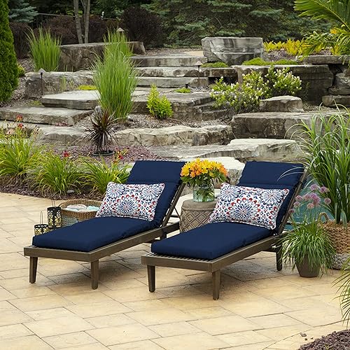 Miniatura 6 de Arden Selections - Cojín de tumbona para exteriores, 52 x 22 pulgadas, Leala azul zafiro