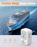2 Pack European Travel Plug Adapter PD 20W, TESSAN Canada to Europe Plug Adapter with 4 AC Outlets, 3 USB Ports (1 USB C), 7 in 1 Type C Travel Power Adaptor for Most of Europe, Italy, France,Portugal