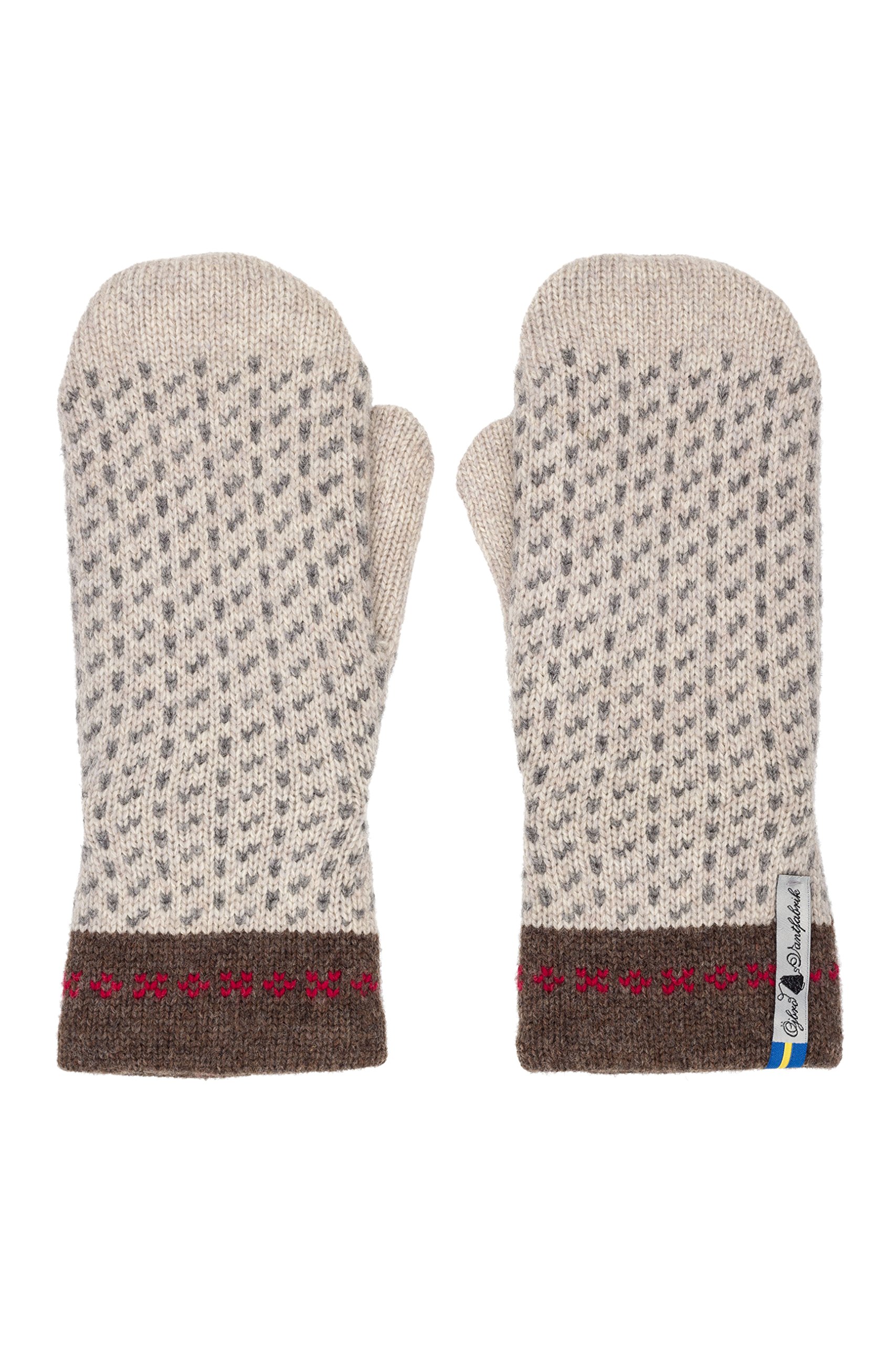 ÖJBRO VANTFABRIK guanti in maglia lana merino Skaftö Snö M (7-9) grigio guanto fuderato caldi morbidi Svezia
