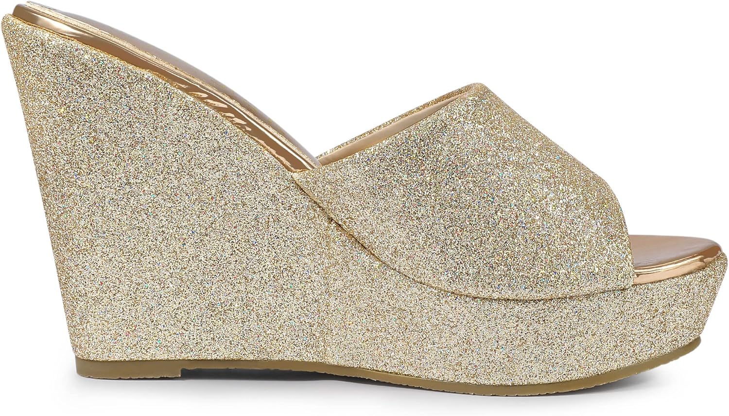 Allegra K Women's Glitter Platform Slip on Wedge Heels Sandals - Image 6