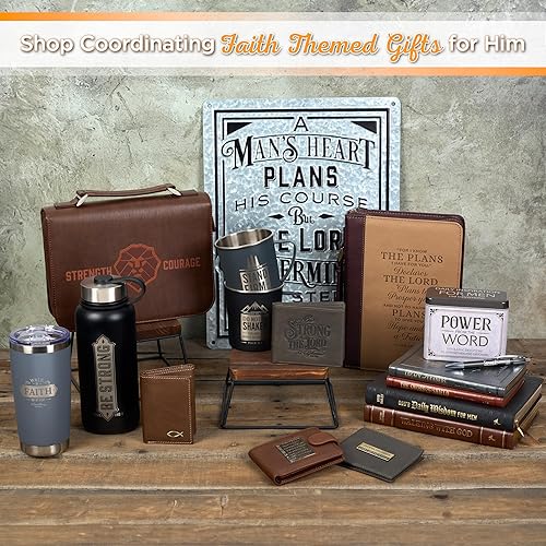 Miniatura 9 de Christian Art Gifts Carteras de cuero genuino de grano completo con bloqueo RFID para hombres, diseños plegables y triples, muchas ranuras para