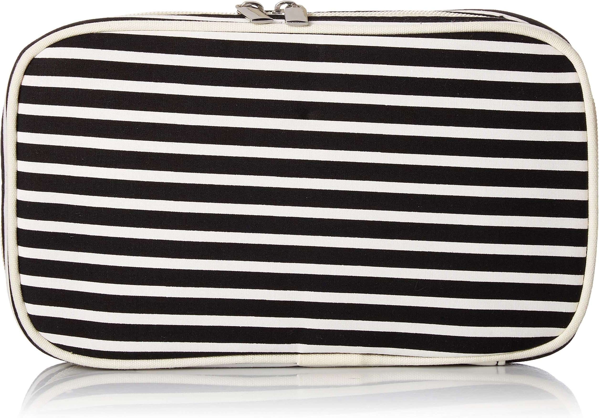 Jewelry & Accessories Travel Organizer Bag Case (Black & White Stripes)