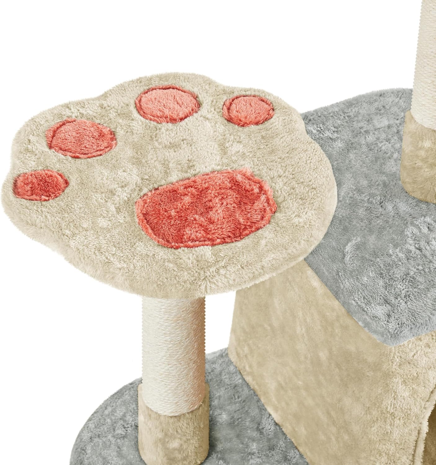 review Yaheetech 57.5in Cat Paw-Shaped Cat Tree, Cute Cat Play Tower with Heart-Shaped Platform, Spring Ball & Hanging Ball, Double Condos, Scratching Posts, Cat Climbing Frame Bed Furniture for Indoor Cats