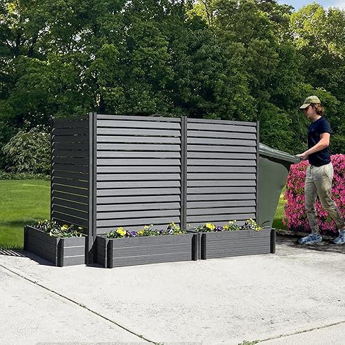 Enclo Privacy Screens EC18023 - Pantalla independiente con listones de vinilo Sedona WoodTek, de 5 pies de alto x 3.5 pies de ancho x 1.3 pies de