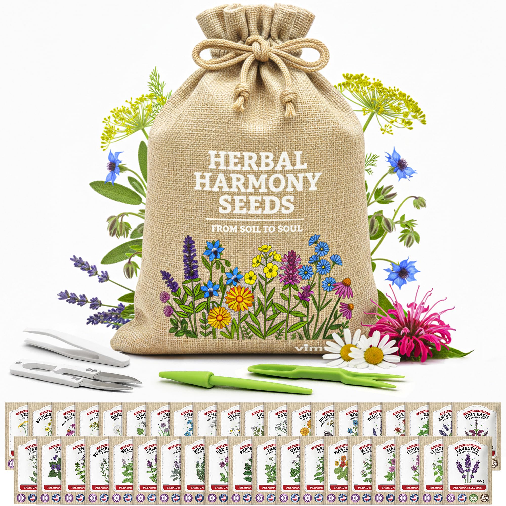 Vimtoba 39 Medicinal Herb Seeds Variety Pack