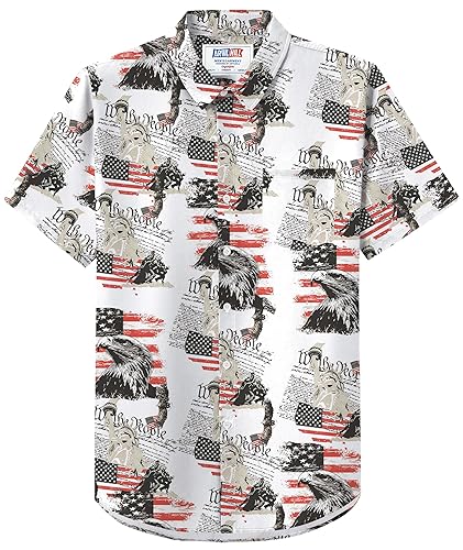 Arvilhill Men American Flag Button Shirt 4th of July Short