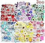 Stickers bouteille d'eau 300 Pcs Aesthetic Cute Sticker Pack pour Adolescents Adultes, Stickers Autocollant Vinyle Imperméable pour Scrapbook Ordinateur portable Journal Skateboard Bagage Snowboard Macbook Coupe ordinateur portable etc