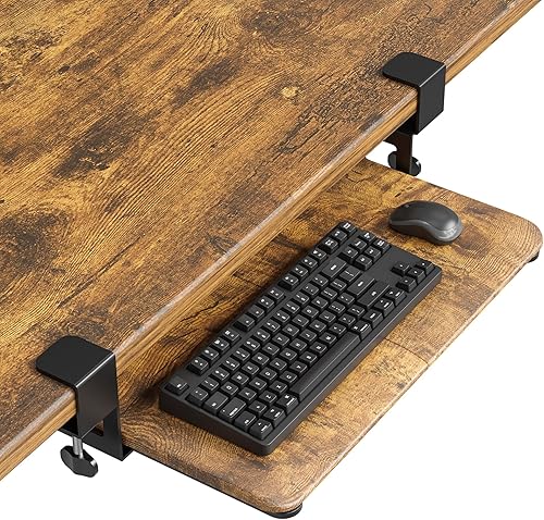 BONTEC Bandeja pequeña para teclado debajo del escritorio, bandeja extraĂble para teclado y mouse con abrazadera en C, 20 (24.6 abrazaderas BONTEC Bandeja pequeña para teclado debajo del escritorio, bandeja extraĂble para teclado y mouse con abrazadera en C, 20 (24.6 abrazaderas