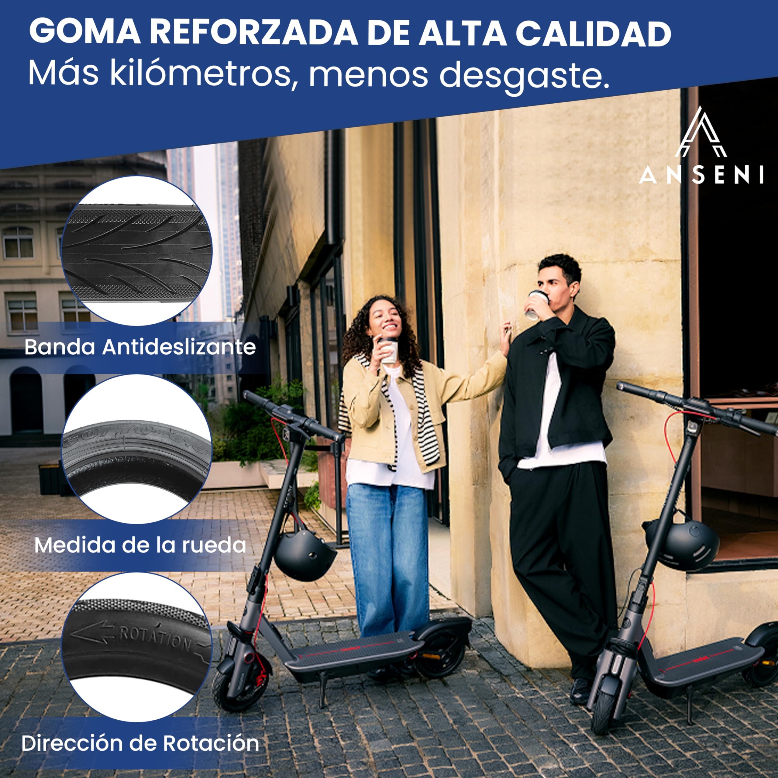 Rueda Tubeless 60/70-6.5 Neumático 10 Pulgadas 10x2.50-6.5 para Segway Ninebot E3 E, Max G30/G30D, Xiaomi 5/5 Pro/5 Max, Smartgyro K2