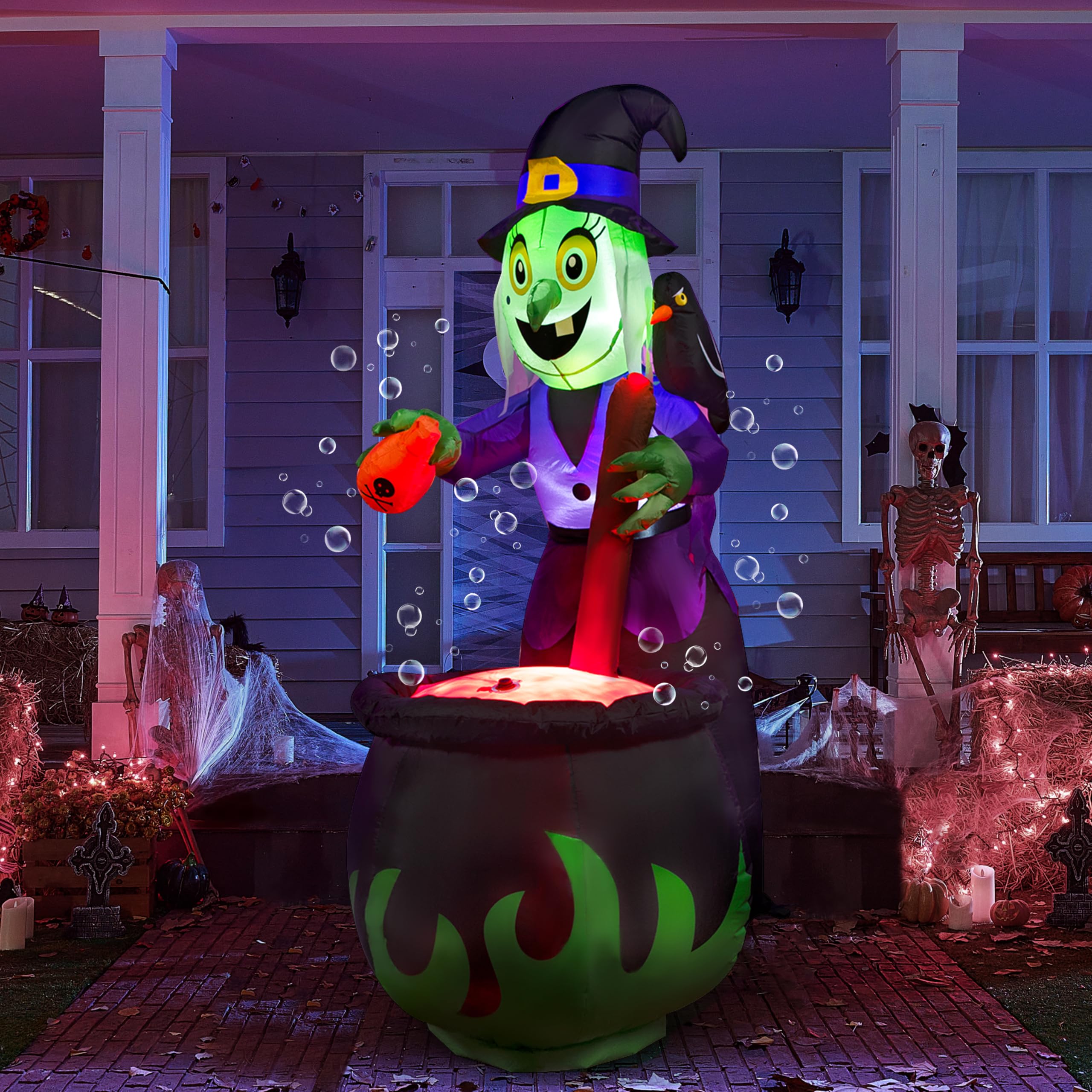 Photo 1 of ***MISSING POWER CORD***JOYIN 6 FT Halloween Witch Inflatables Outdoor Decorations and Cauldron with Bubbling Potion and Light Inflatable Decoration Giant Blow Up Yard Halloween Decorations for Outdor Yard Lawn Party Decor***MISSING POWER CORD***