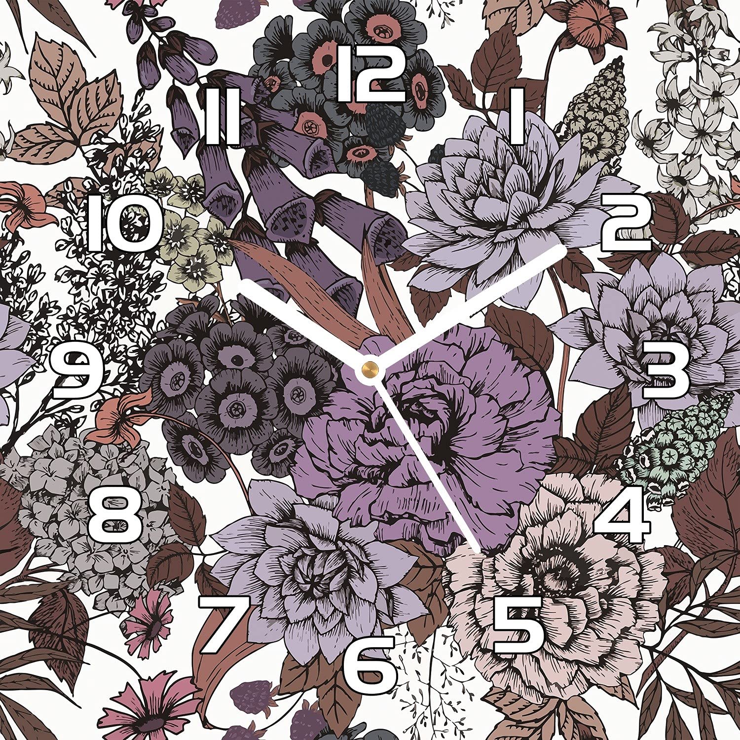 Horloge en verre de sécurité 30x30 cm à impression haute définition Jardin Mystérieux