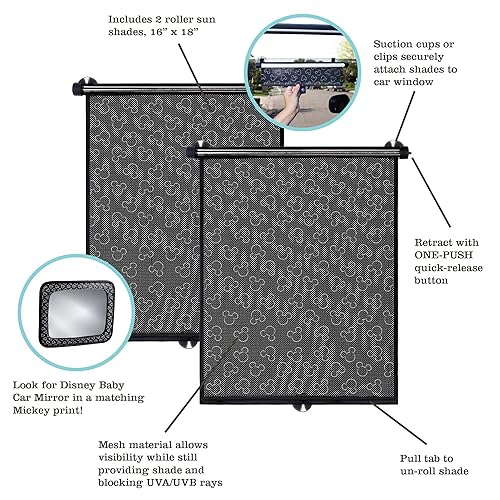Miniatura 2 de Disney Baby by J.L. Childress - Persianas enrollables para ventana lateral de automóvil, cubierta retráctil para bebés y niños, bloqueador UV