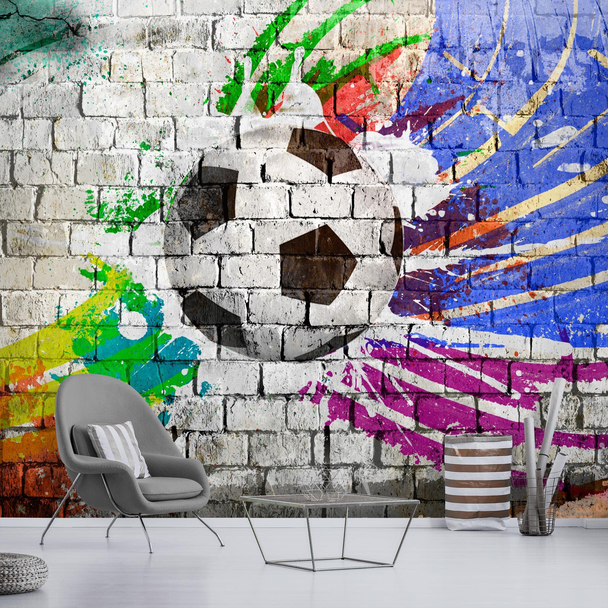 Runa Art Papel tapiz fotográfico muro de piedra de fútbol 352 x 250 cm Lana Fondo De Pantalla XXL Moderna Decoración De Pared Sala Cuarto Oficina Salón Vistoso 9021011b