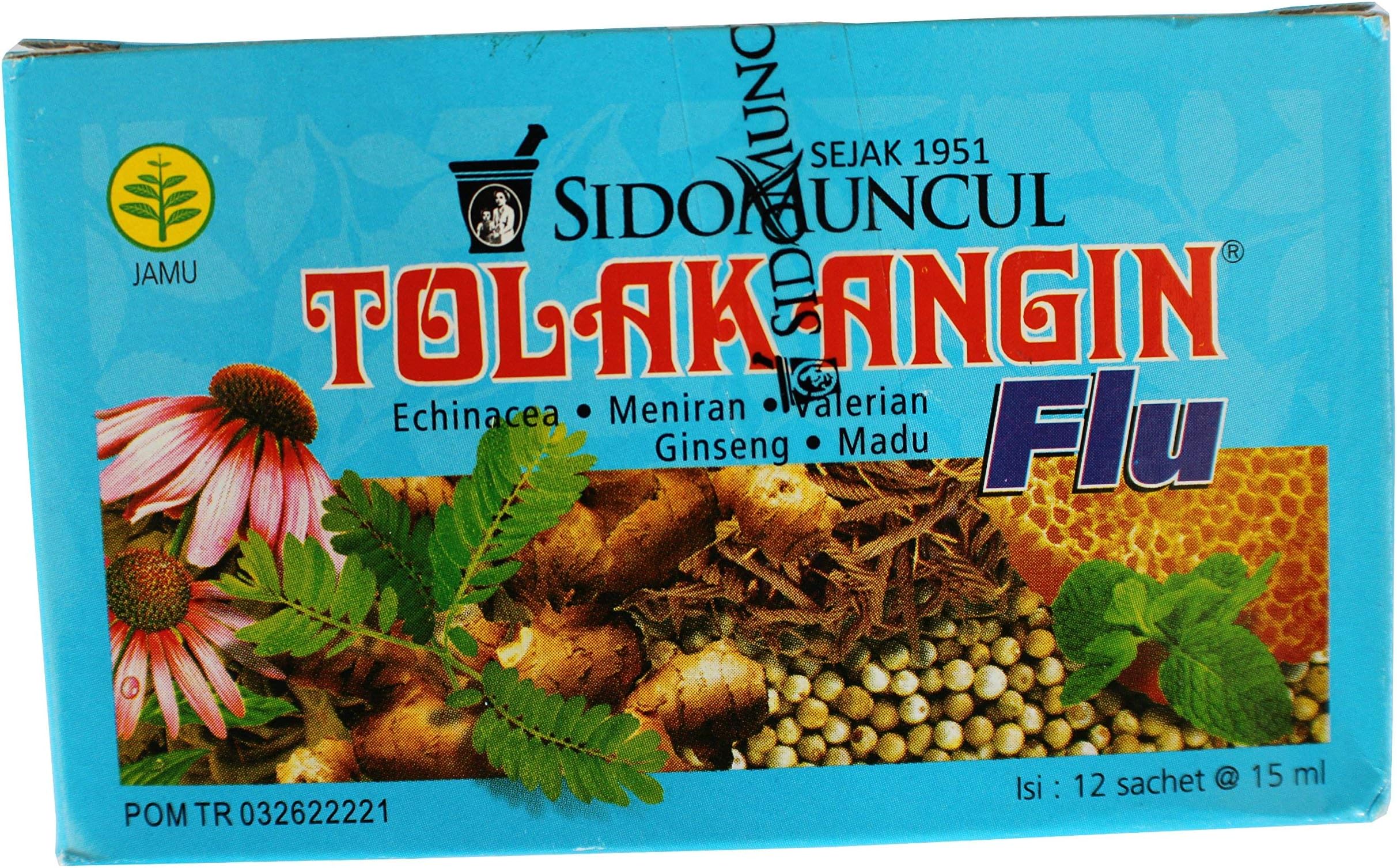 Tolak Angin Flu - Indonesian Herbal Syrup for Cold Treatment 12 Sachets @ 15 Ml