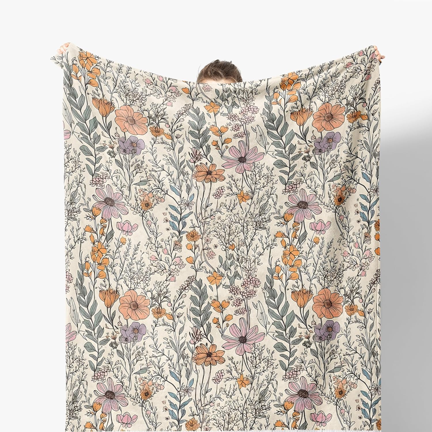 Vintage Floral Blanket - Wildflower Throw Blanket, for Couch & Bed, 50x60 Inches
