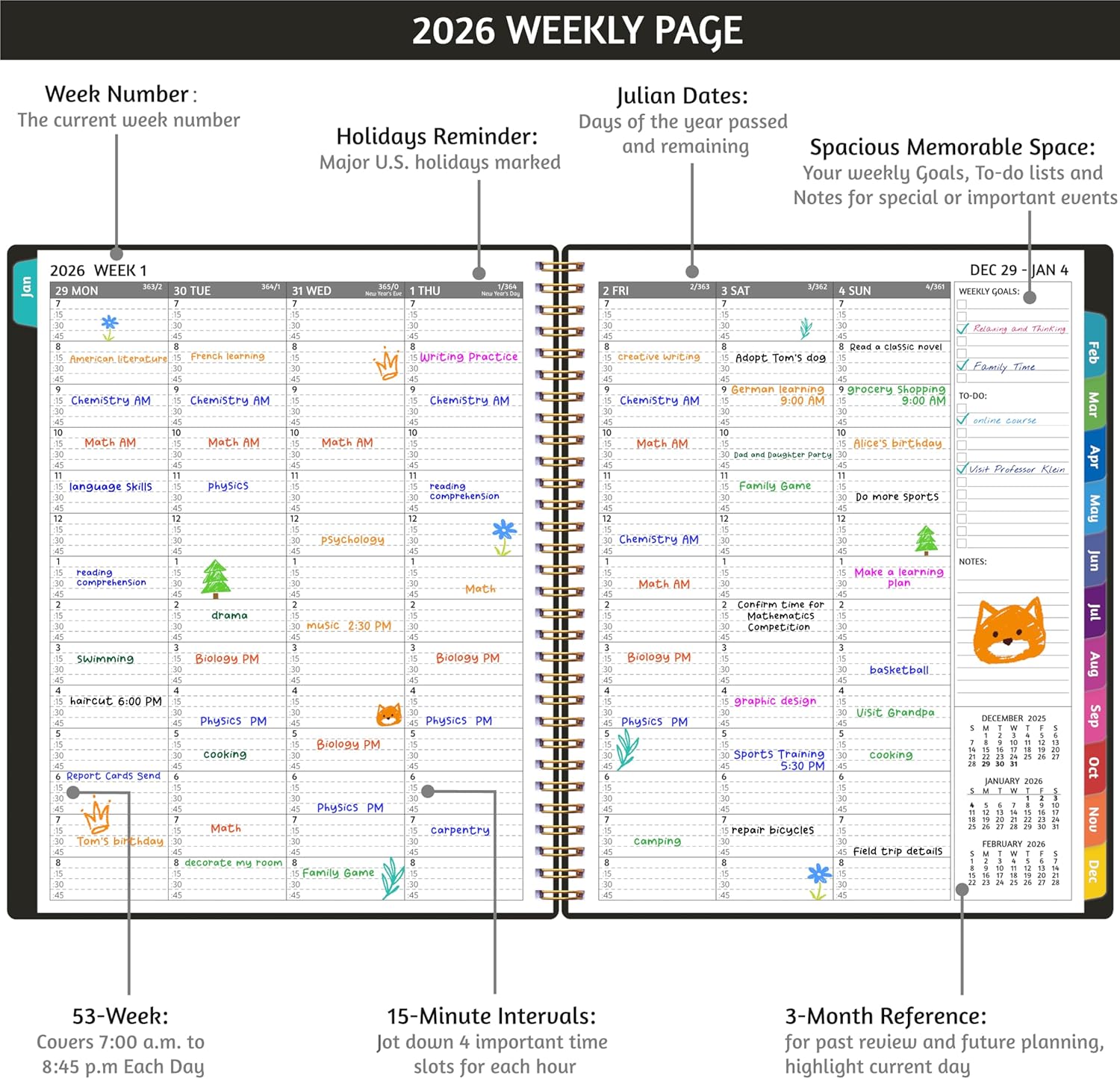 2026 Appointment Book - January - December 2026, Appointment Planner with Weekly ＆ Monthly Spread, 8.5'' x 10.5'', Large, 15 Minute Increments, 2026 Daily Planner with Pockets, Tabs, Soft Cover thumbnail