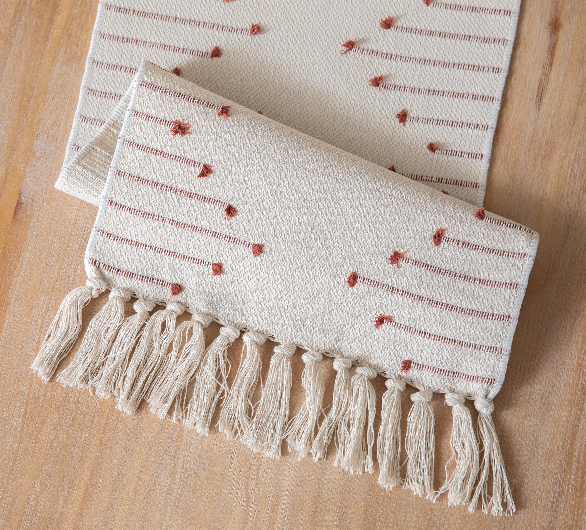 Rust Beige Table Runner - Boho Chic -5 Rust Beige Table Runner - Boho Chic -5