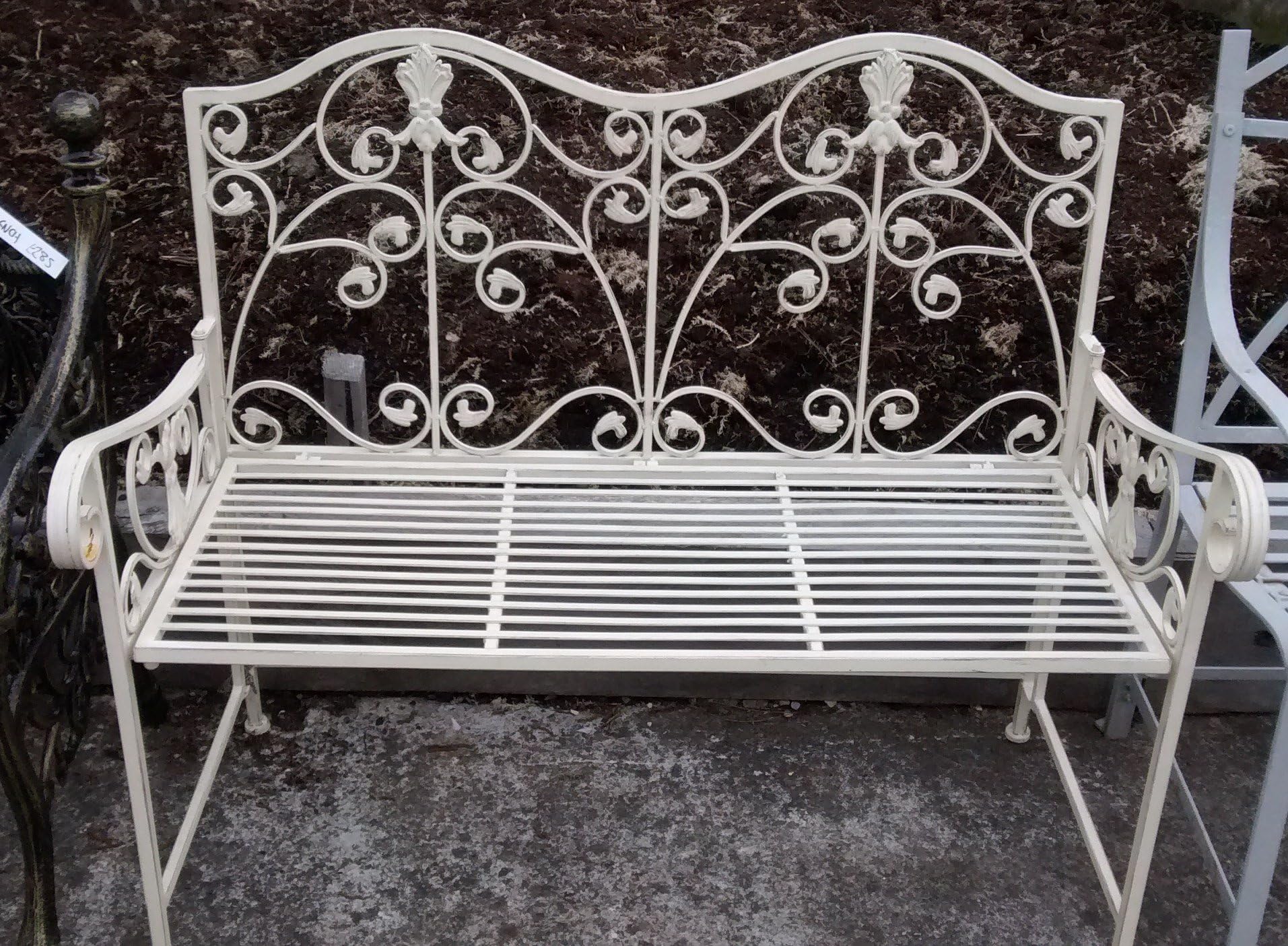 Cream Wrought Iron Garden Bench~ Tia Garden Bench