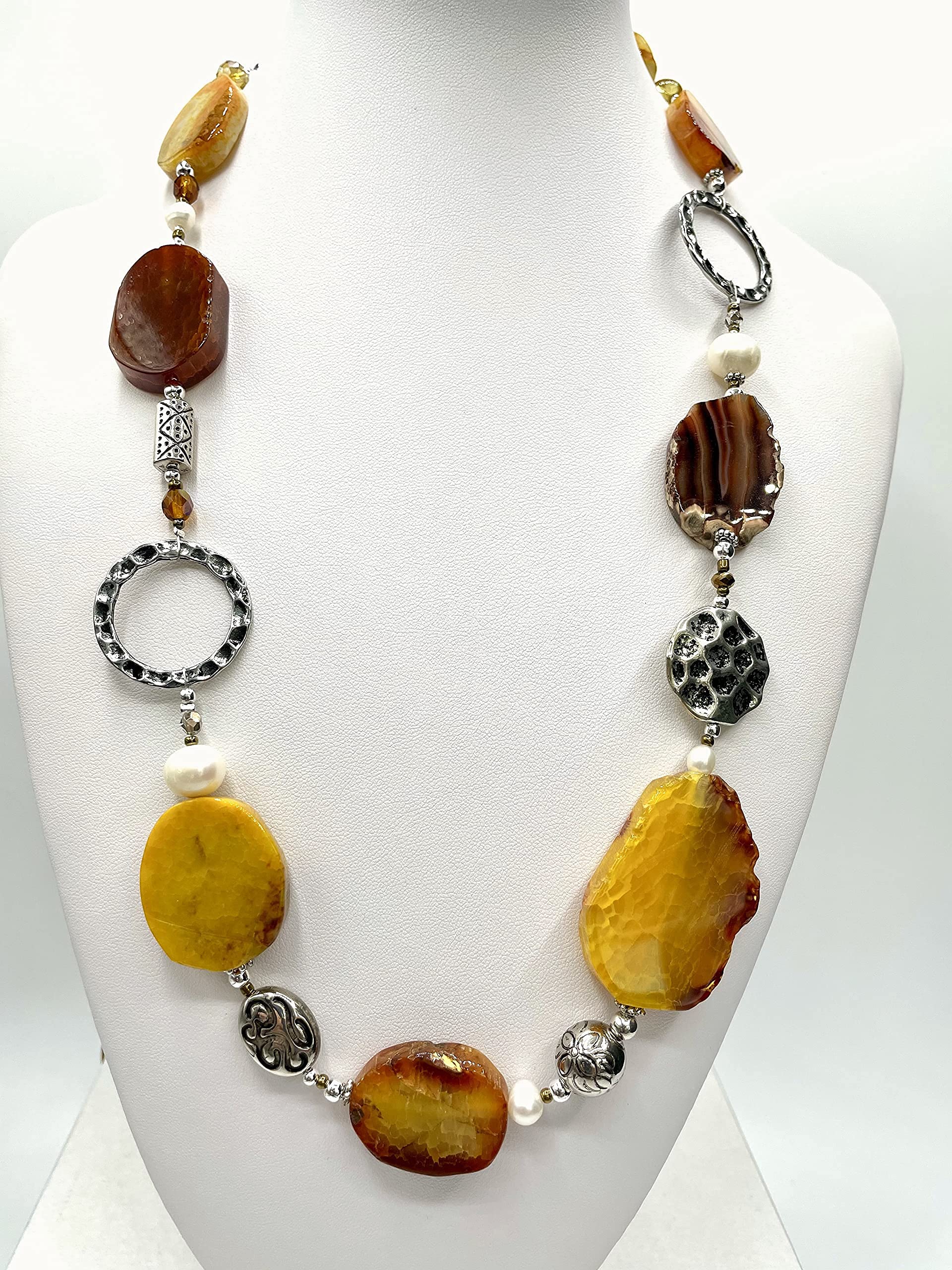 Collana lunga Donna in Pietre Dure "Zafferana", regolabile