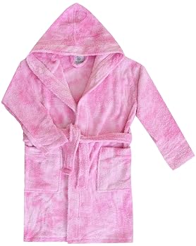 Kids Tie-Dye Hooded Cotton Bathrobe - Ultra Absorbent & Soft Skin-Friendly Spa Robe - Vibrant Colors for Bath, Pool & Beach. (TD ROSE)