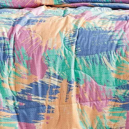 Miniatura 5 de ESCA Juego de edredón abstracto reversible de 3 piezas, rojo, amarillo, azul, verde, pastel, Queen, con 2 fundas de almohada - Derek Home Décor