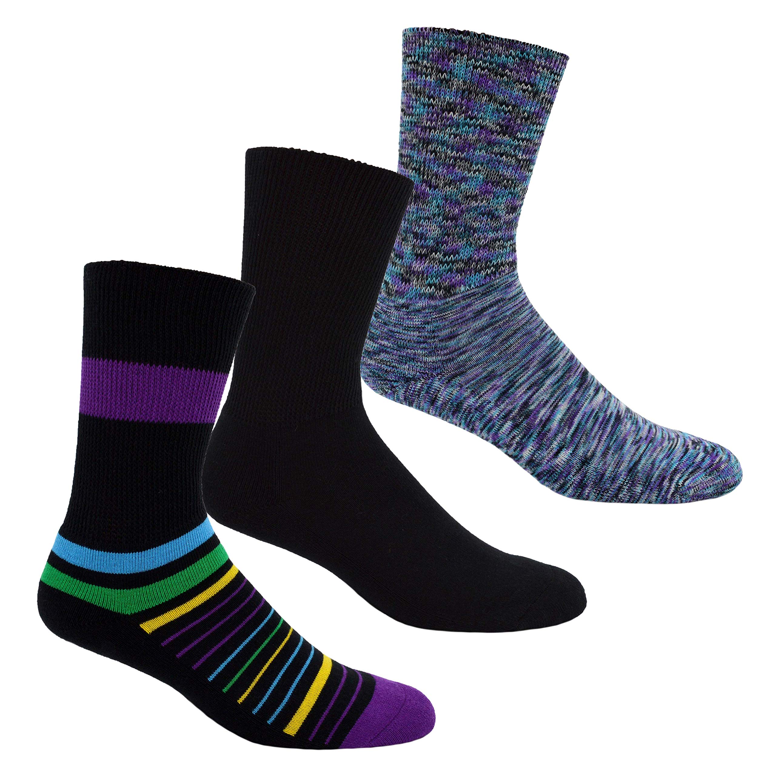 Dr. Segal'sDr. Segal’s Non Binding Socks - 3pk S/M - Multi Stripe, Cosmic Purple, Black